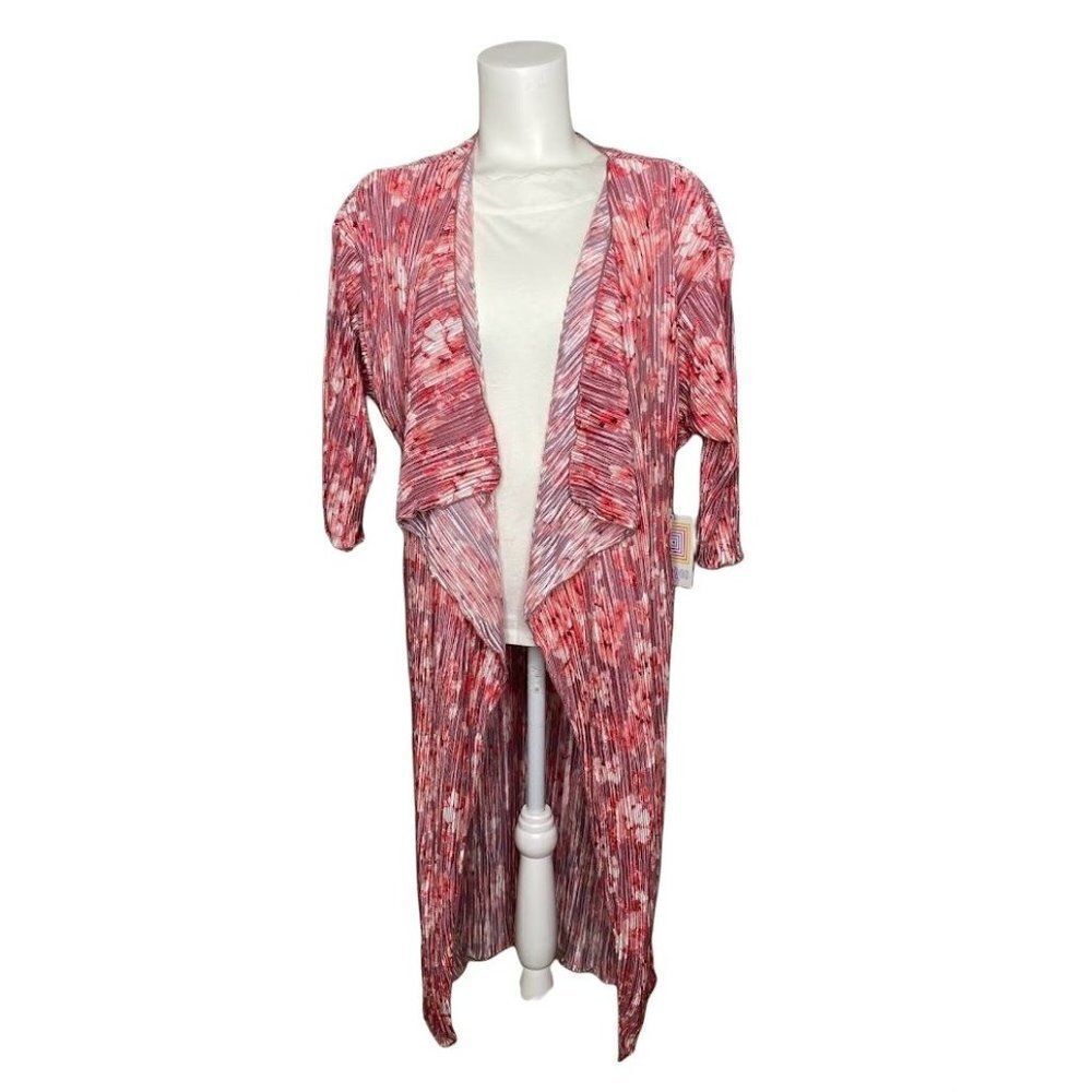 LuLaRoe Shirley Kimono Pink Cherry Blossom Floral Crinkle‎ Pink Medium NWT